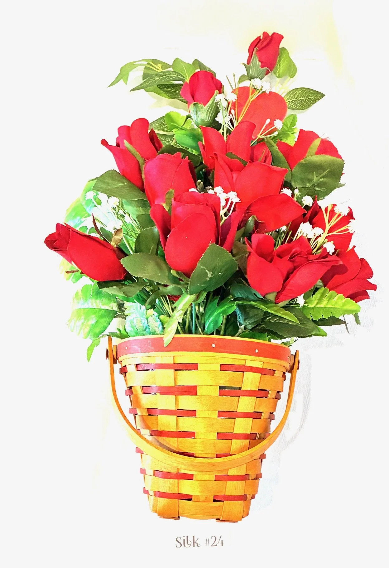 Sweetheart Bouquet (1995) Basket & 1 Dozen Silk Rose Bouquet #24