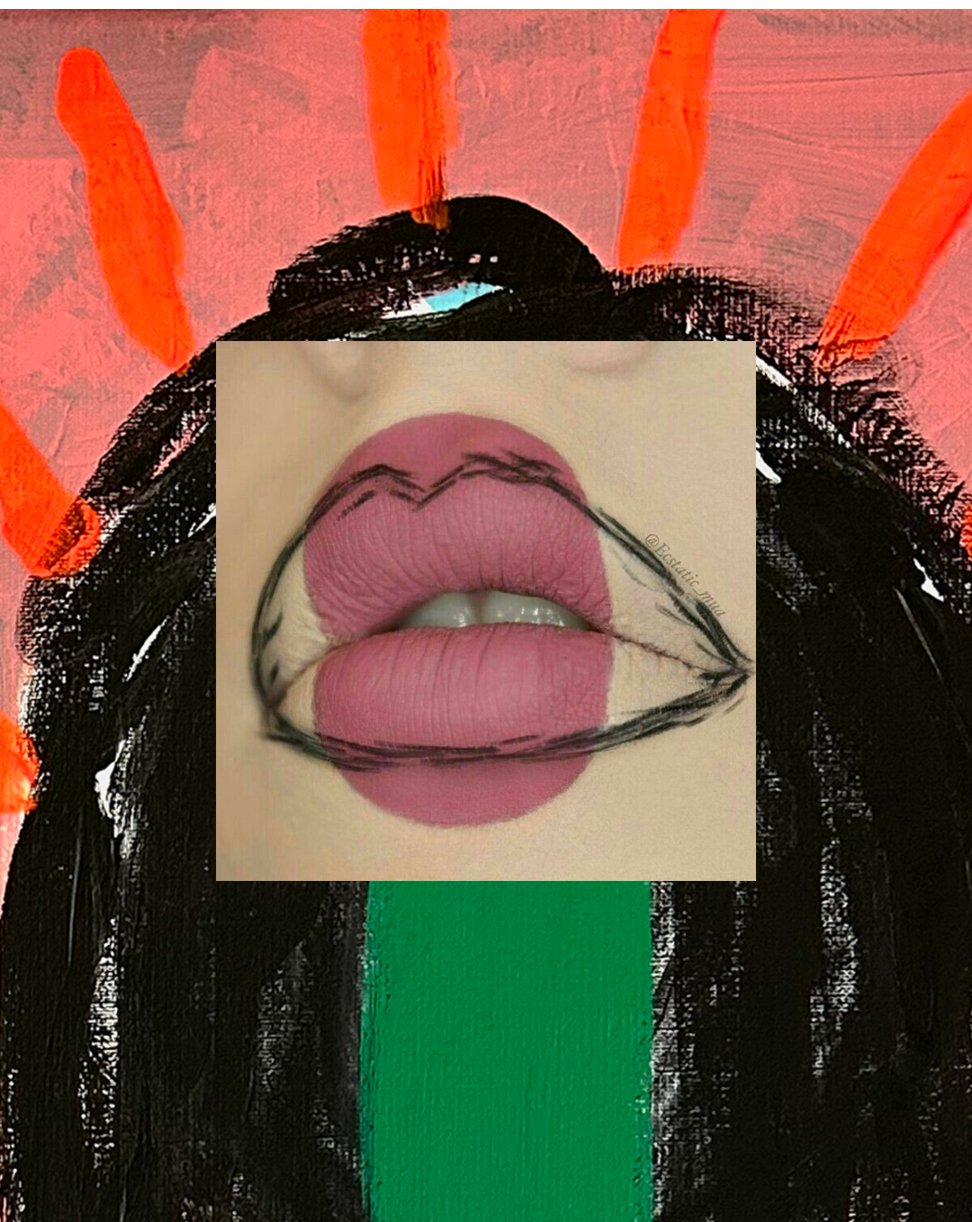 Detail of painting 'Feeeling Goood' by Katrien Vandecruys