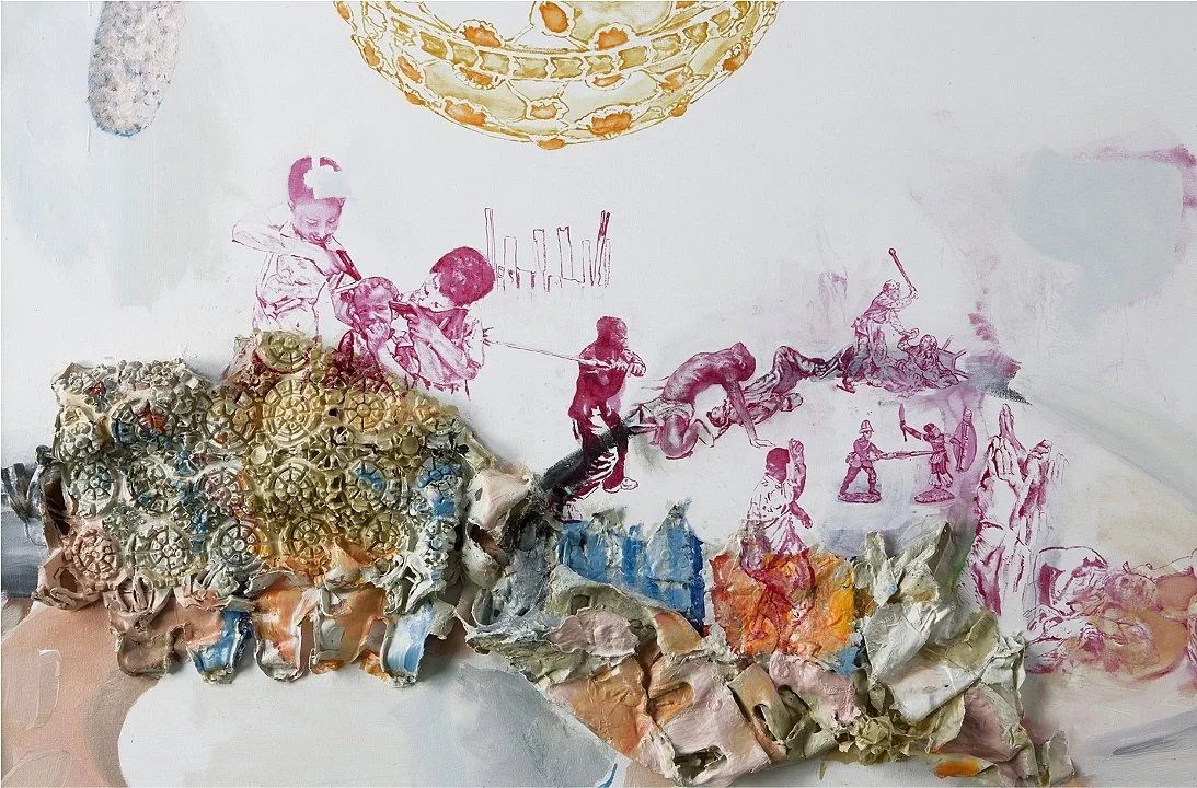 Dock. Detail.. Oil and cast acrylic paint, found object. 2011