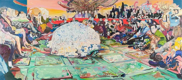 Symposium. Oil on canvas. 53"H x 119"W.  2009