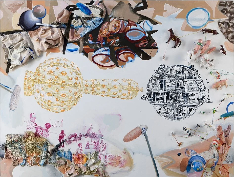 Dock. Oil, cast acrylic paint, found objects 2011