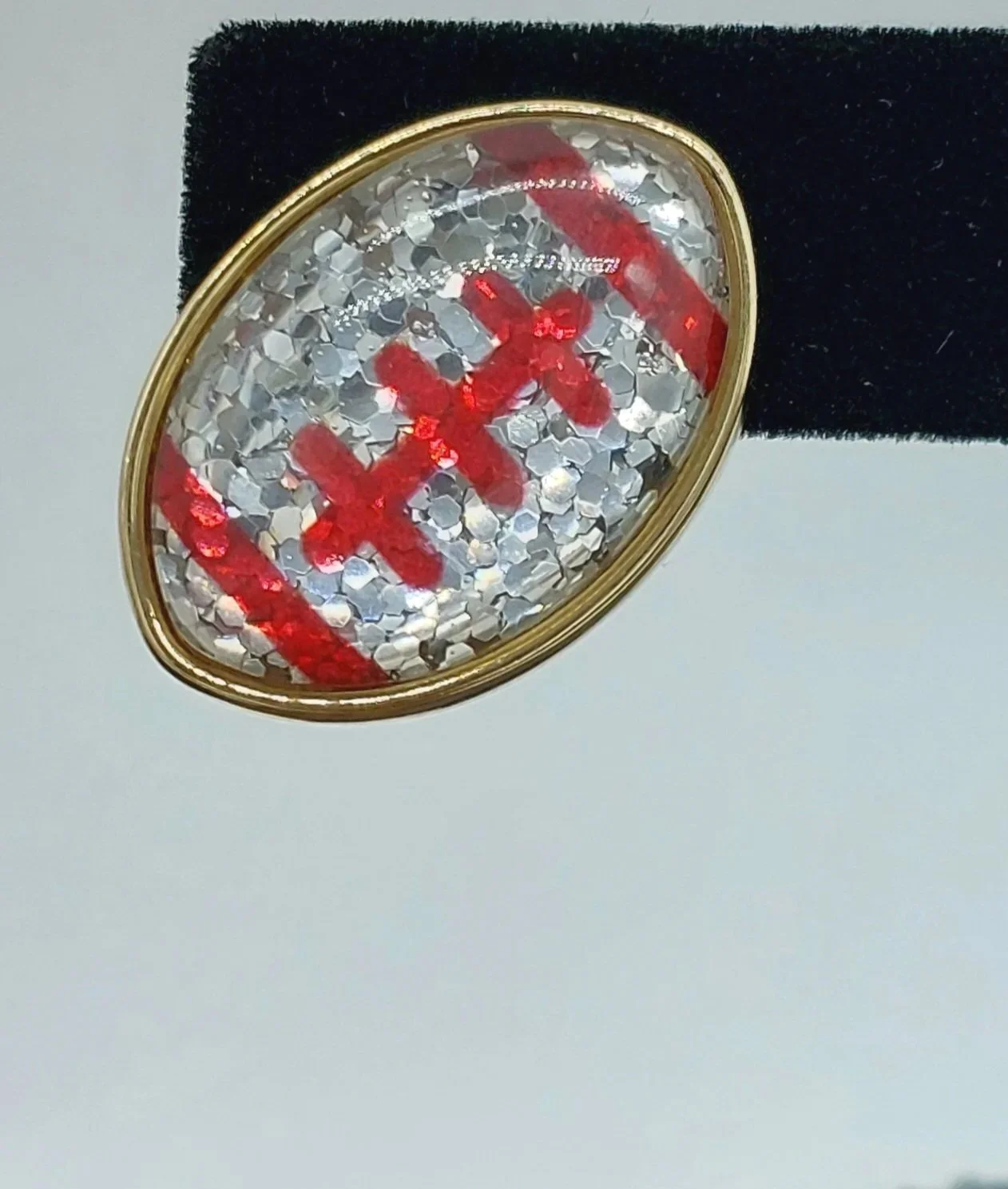 Red and Silver Football Earrings