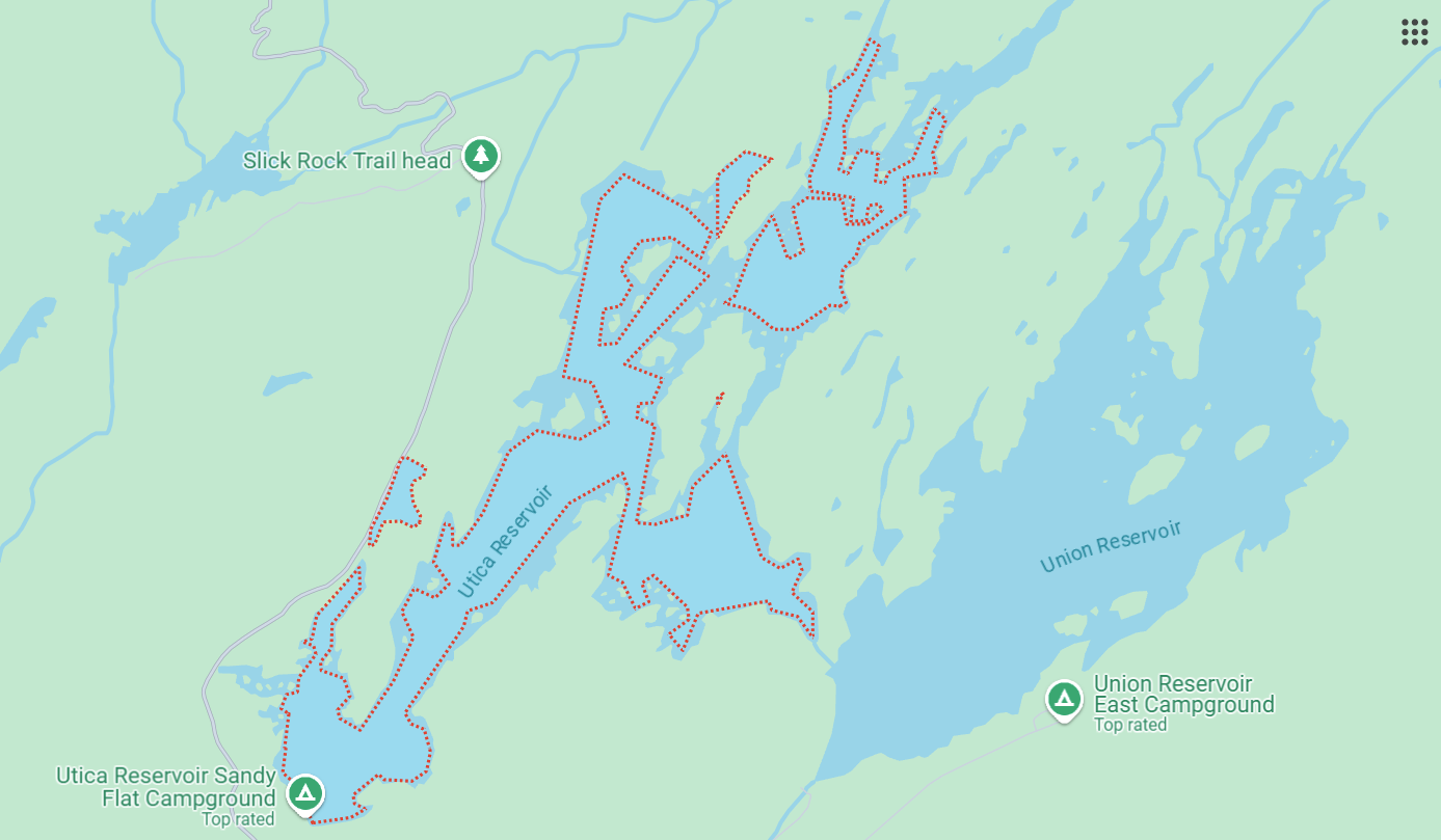 Paddling at Utica Reservoir - who needs a map?