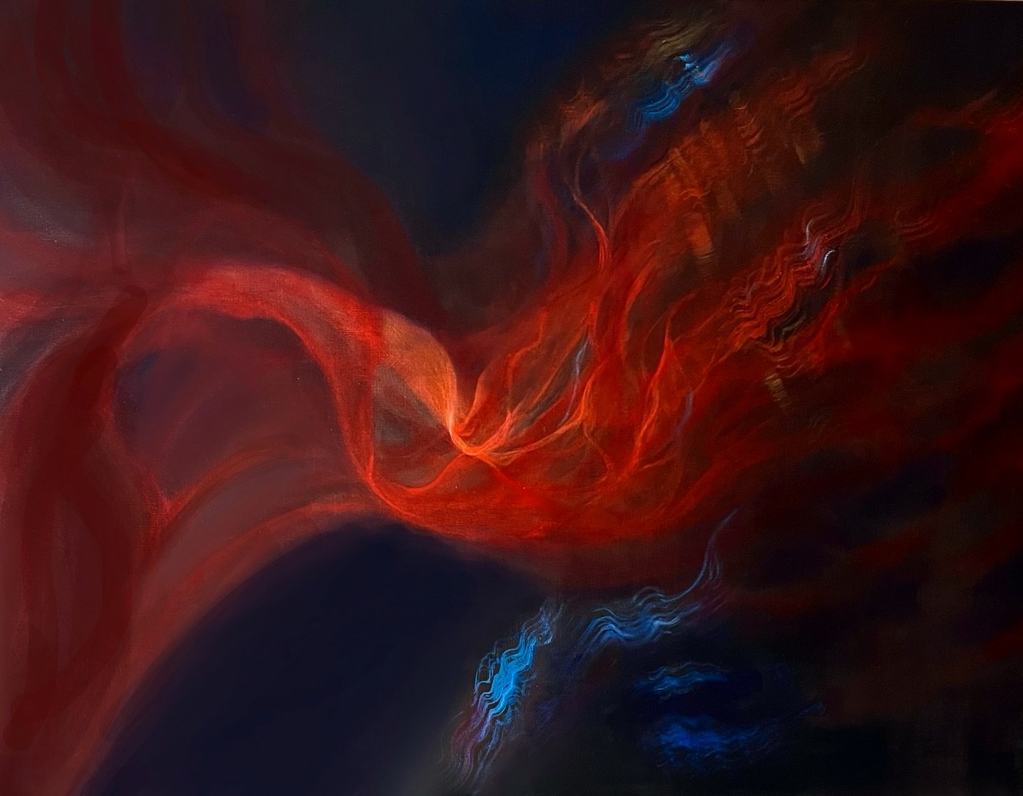 Synesthesia Painting of &ldquo;Sun Goes Down&rdquo; @themainsqueeze 🔥 It depicts when his vocals melt into the guitar so seamlessly, it&rsquo;s difficult to tell when the transition happens. The blue represents the vibrato. This one really spoke to 