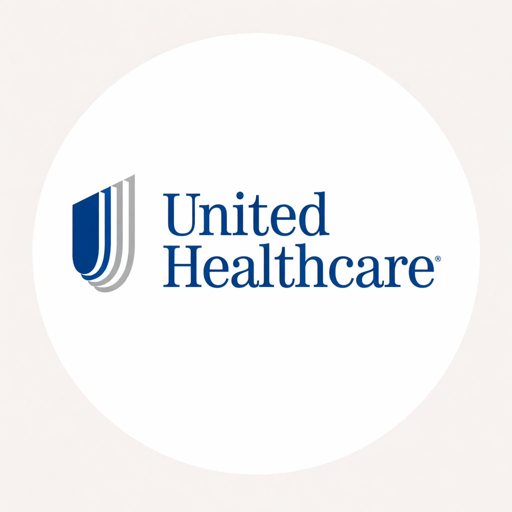 United Healthcare logo with blue abstract emblem and company name.