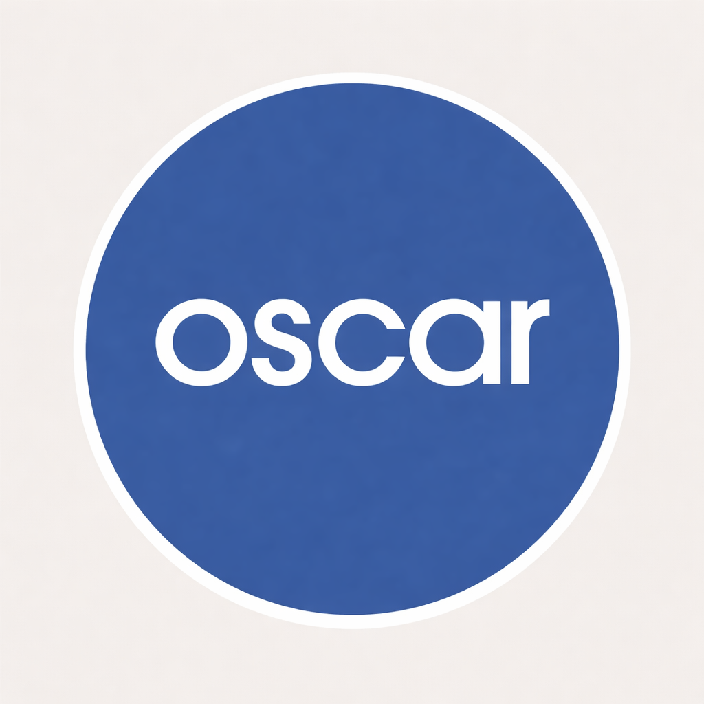 Blue background with white text reading 'oscar'