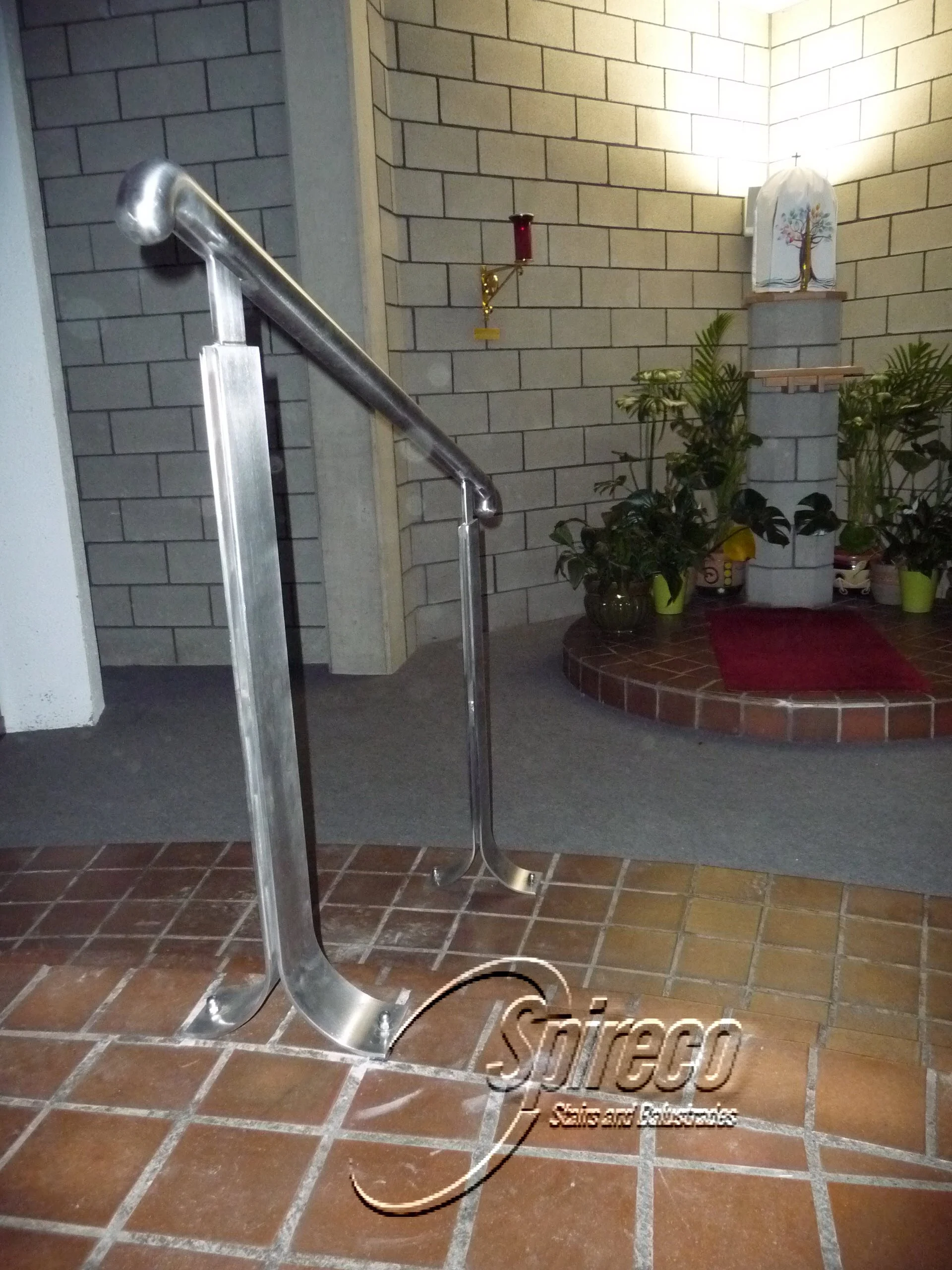 ‘Rush’ Church Stainless Steel Handrails.
Stainless Steel Handrails on Stainless Steel Posts Splayed at the Base.