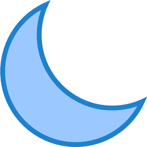 Illustration of a crescent moon in shades of blue.