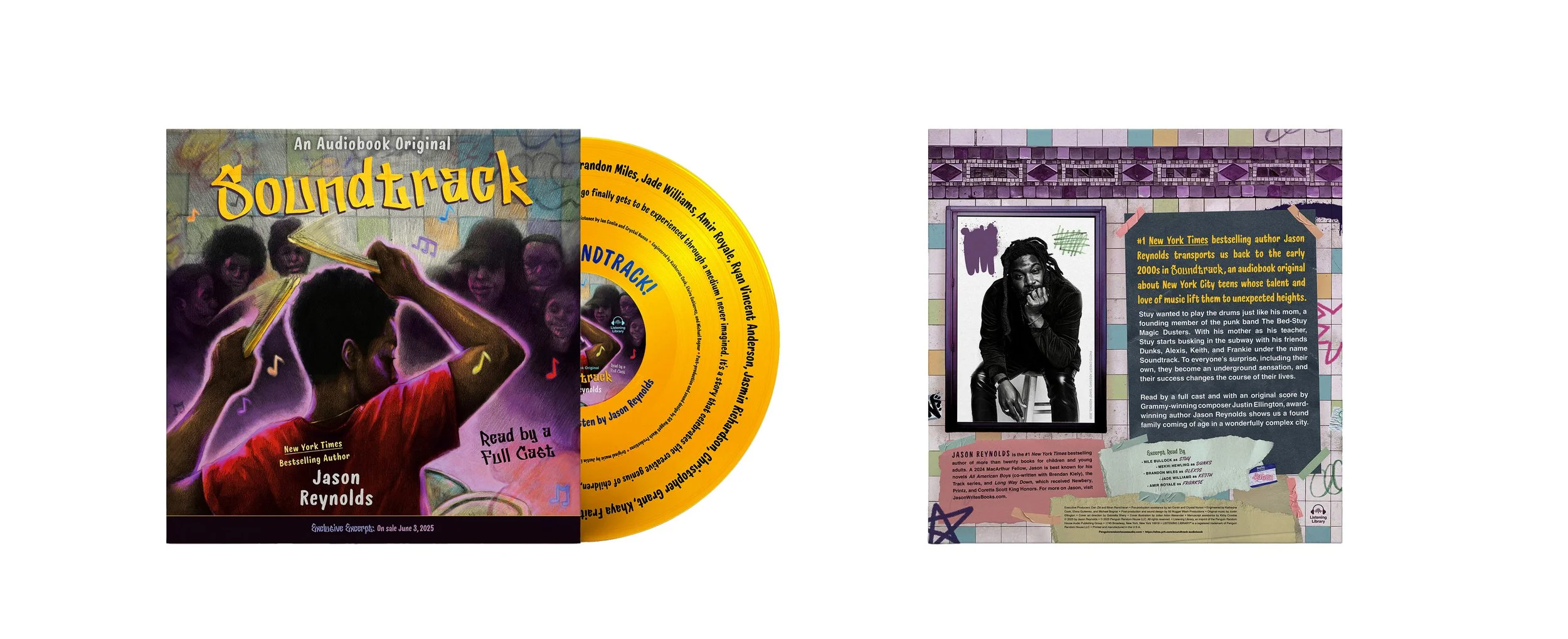 Art direction and type design for the Soundtrack audiobook original, featuring illustration by Julian Adon Alexander.
