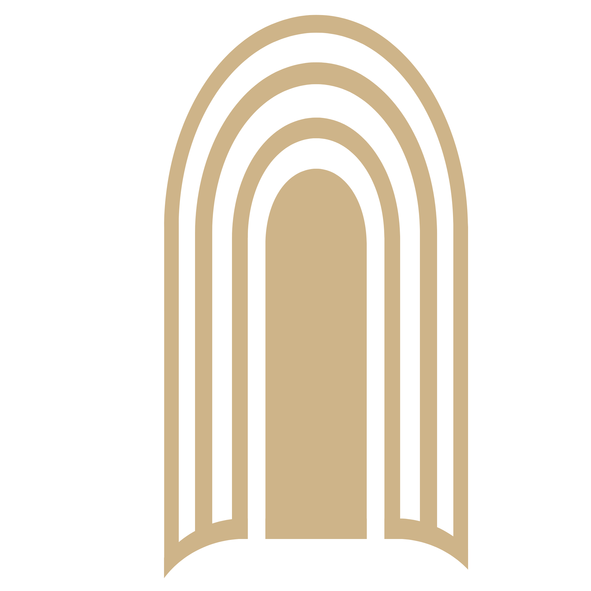 Stylized beige and white rainbow-shaped arches.