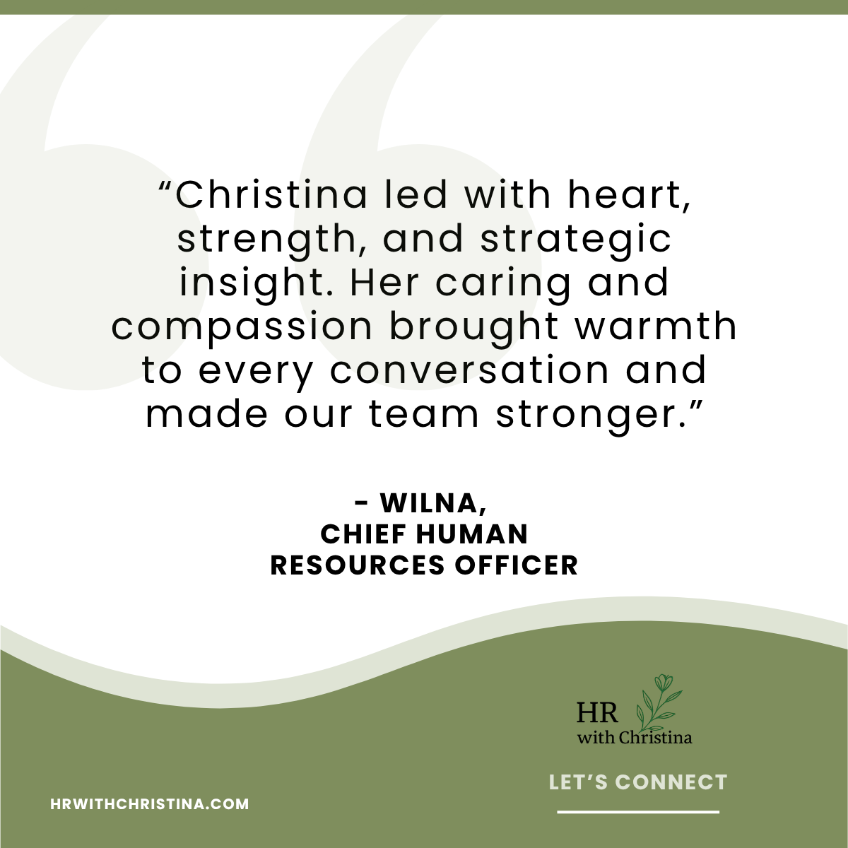 “Christina led with heart, strength, and strategic insight. Her caring and compassion brought warmth to every conversation and made our team stronger.”