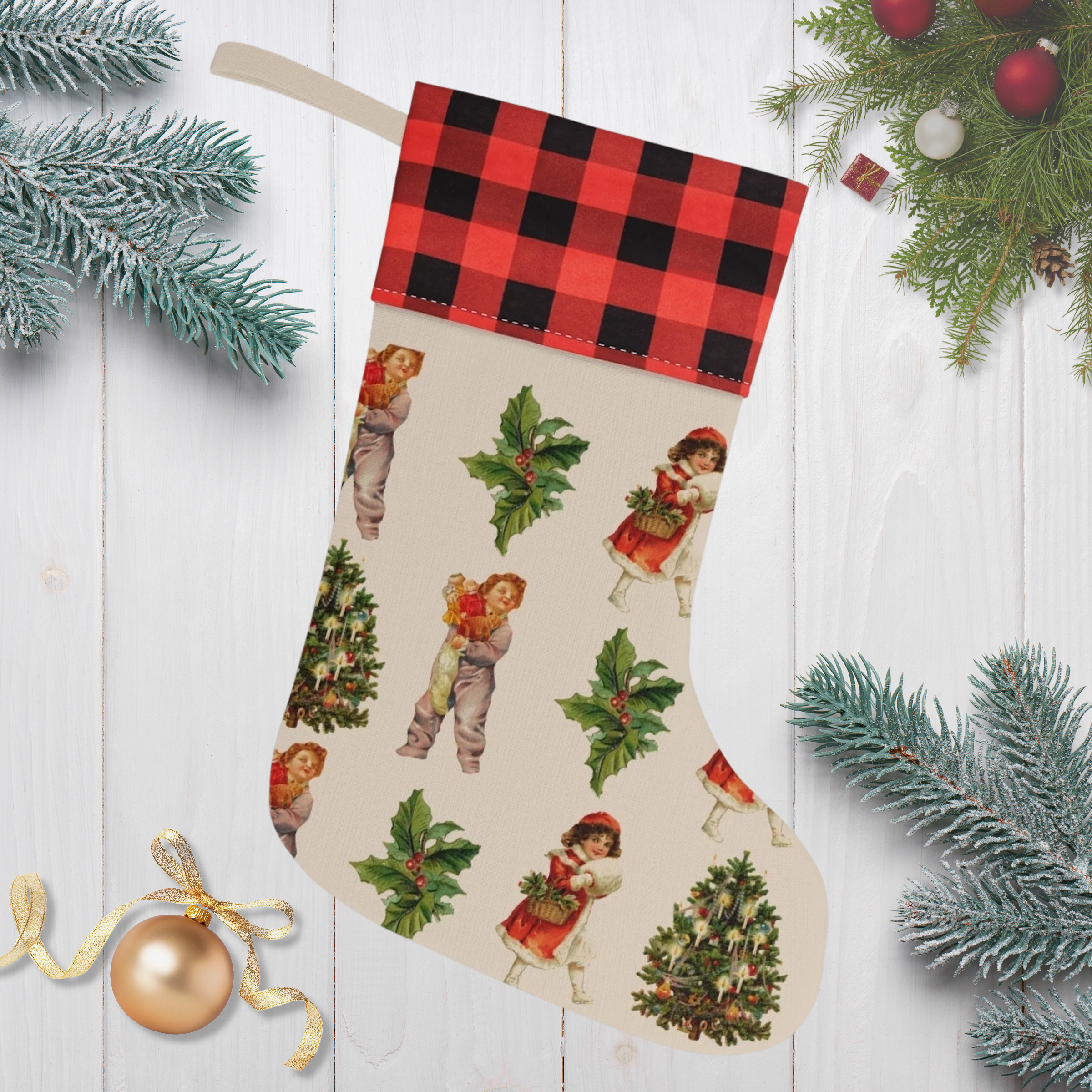 Vintage Christmas Children Stocking MU.png