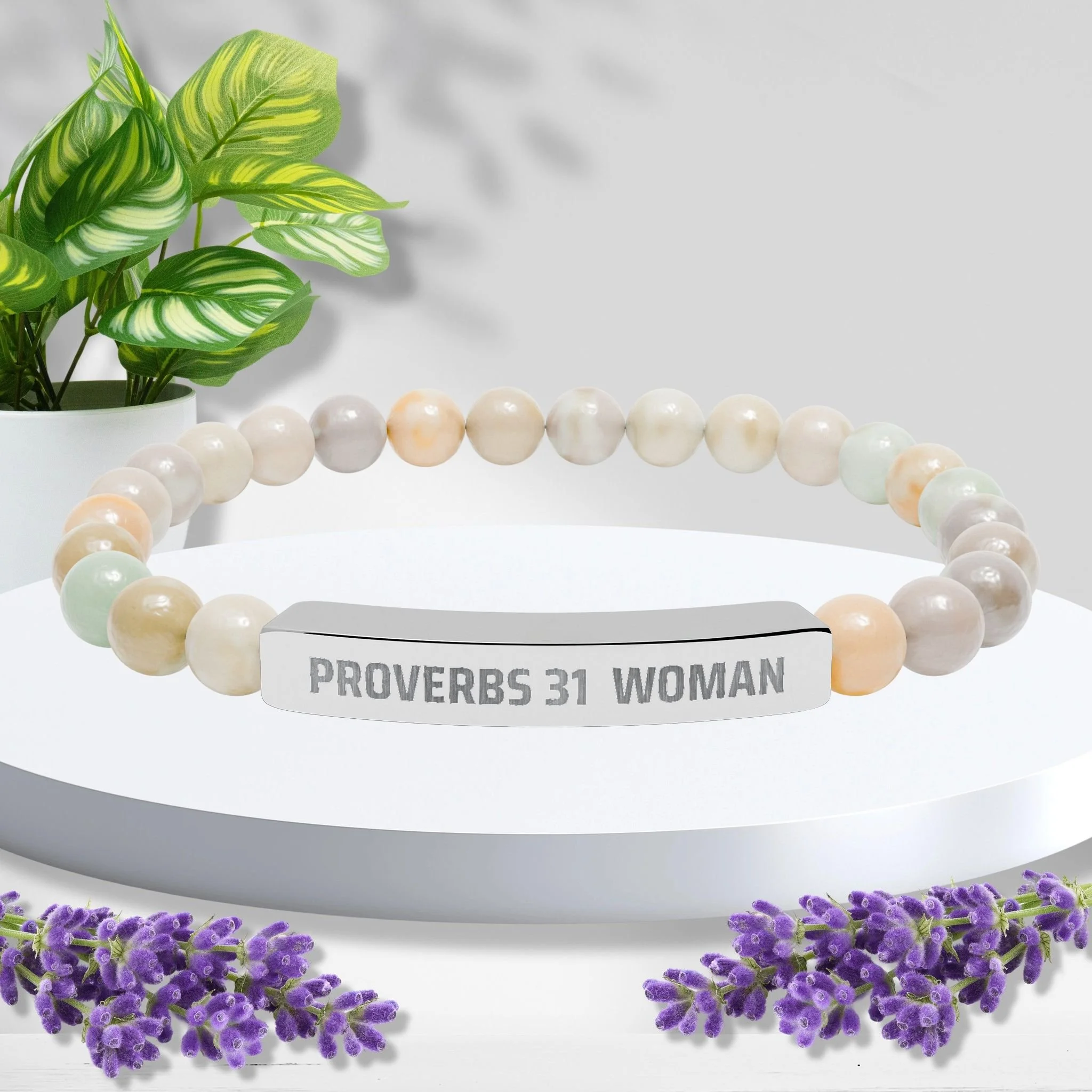 Proverbs 31 Woman Natural Stone Stretch Bracelet