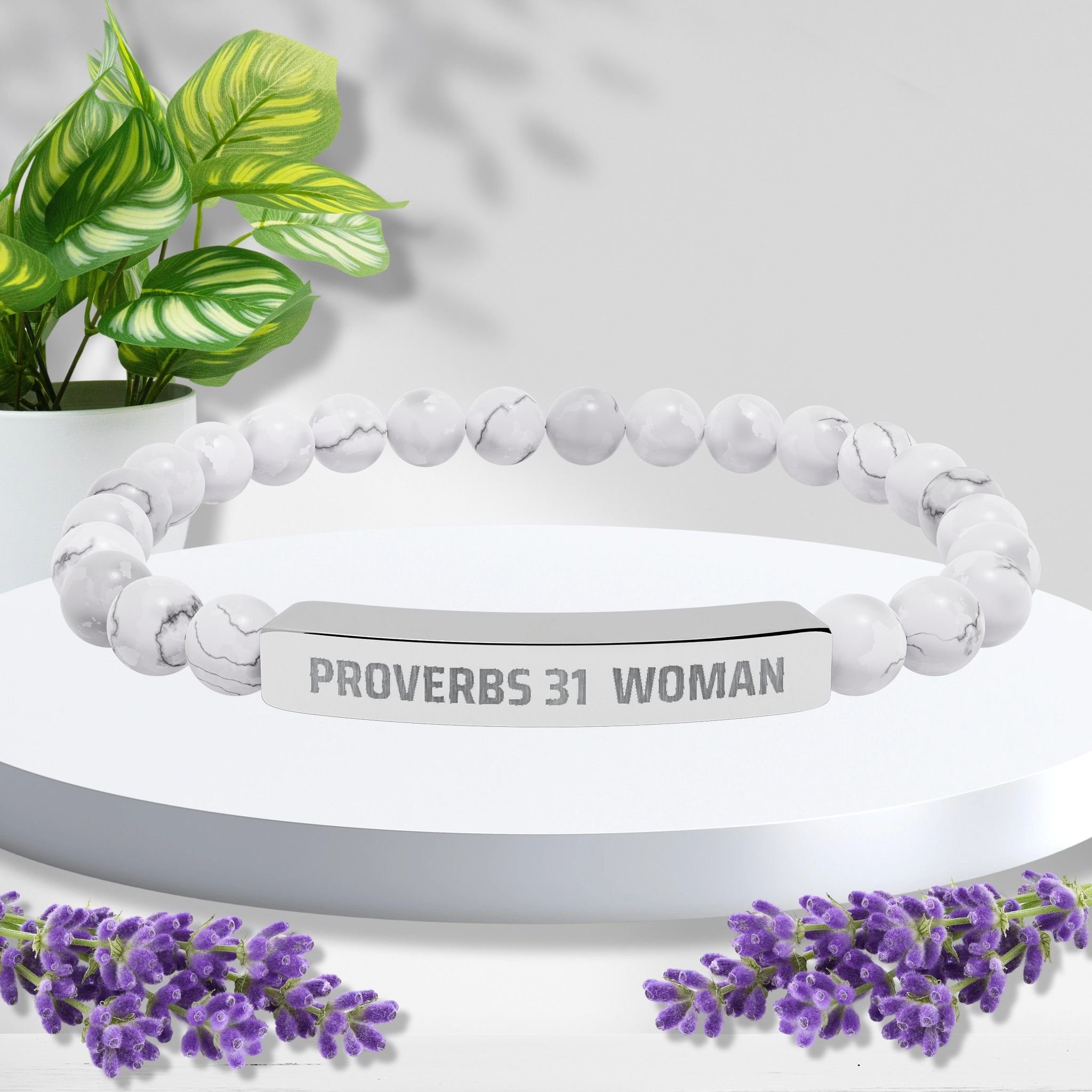 Proverbs 31 Woman Natural Stone Stretch Bracelet