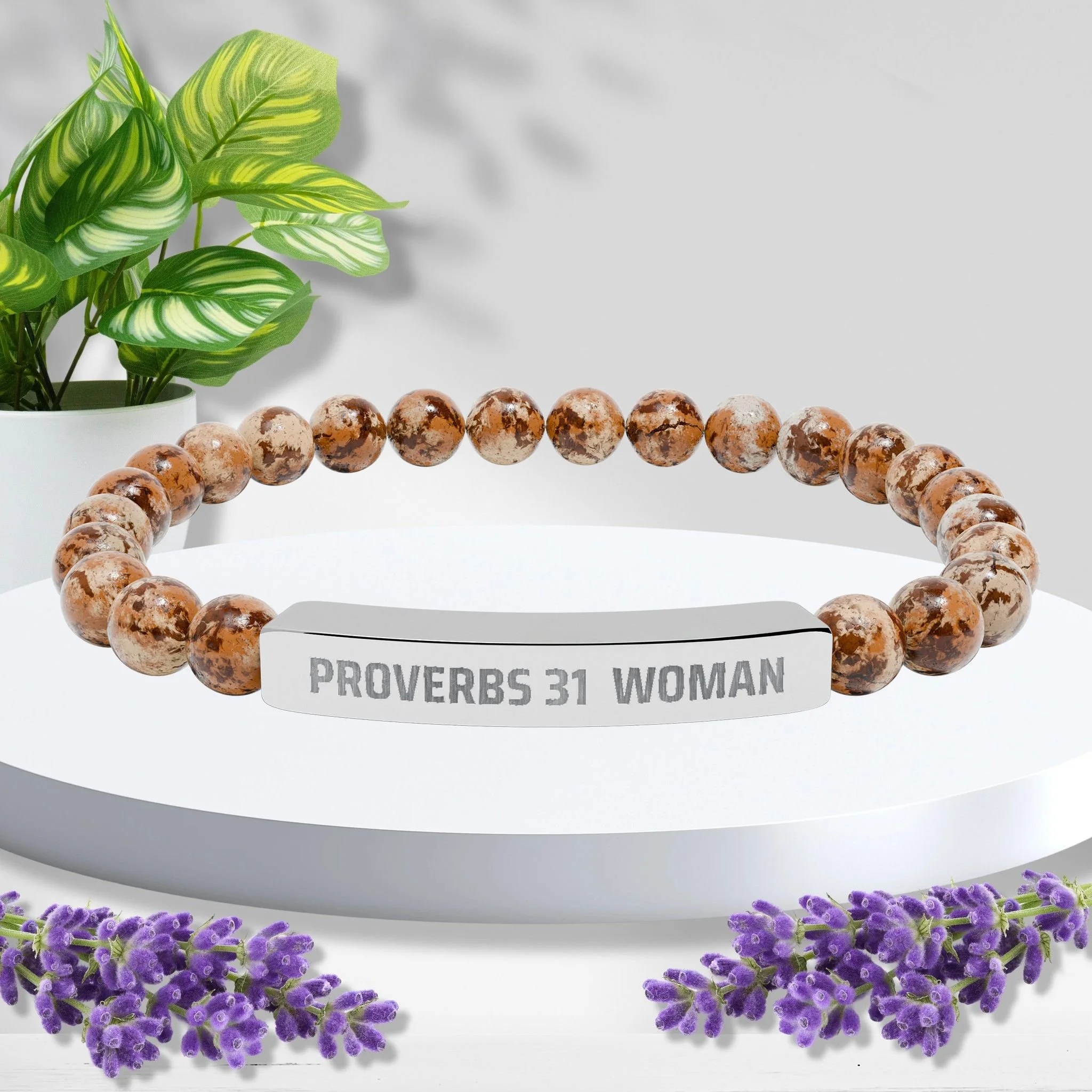 Proverbs 31 Woman Natural Stone Stretch Bracelet