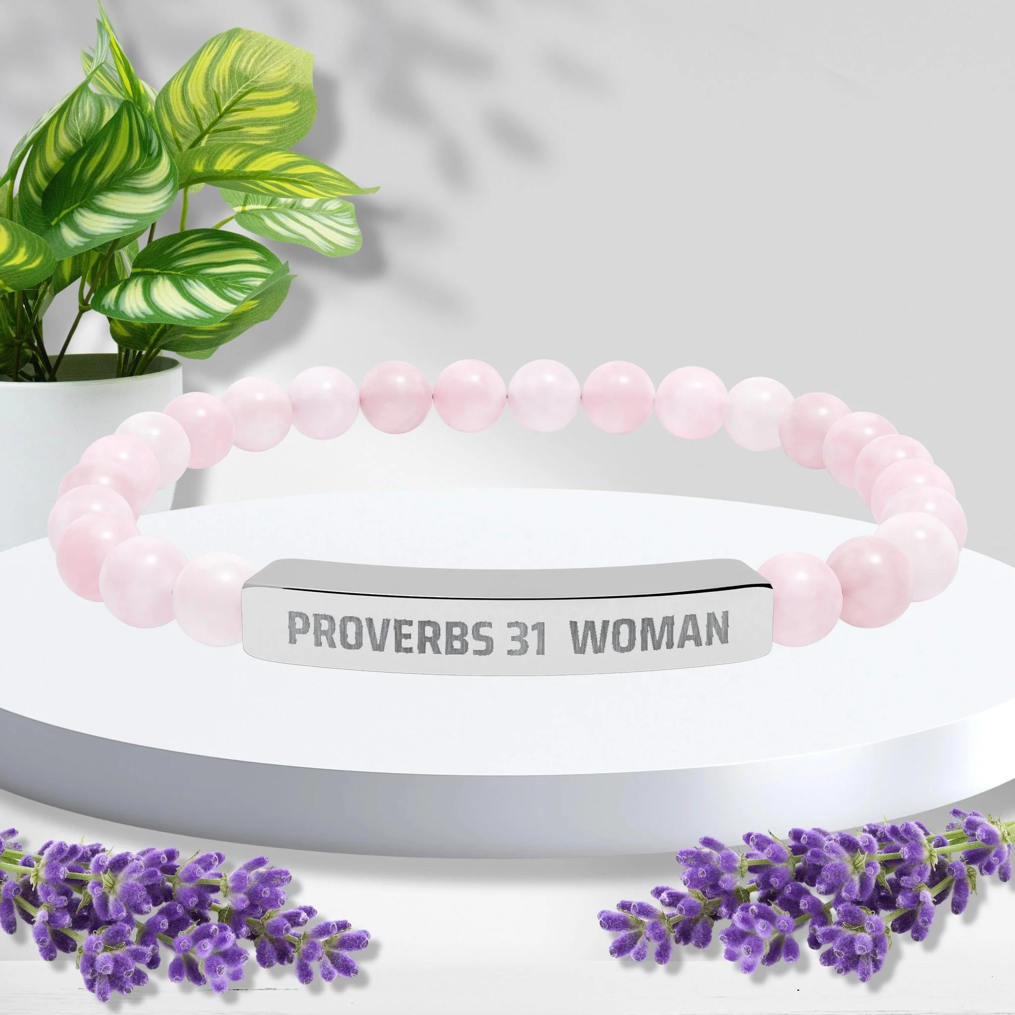 Proverbs 31 Woman Natural Stone Stretch Bracelet