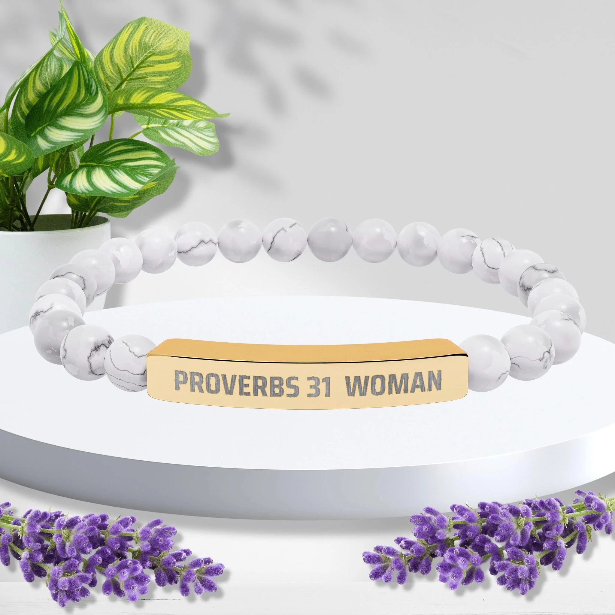Proverbs 31 Woman Natural Stone Stretch Bracelet