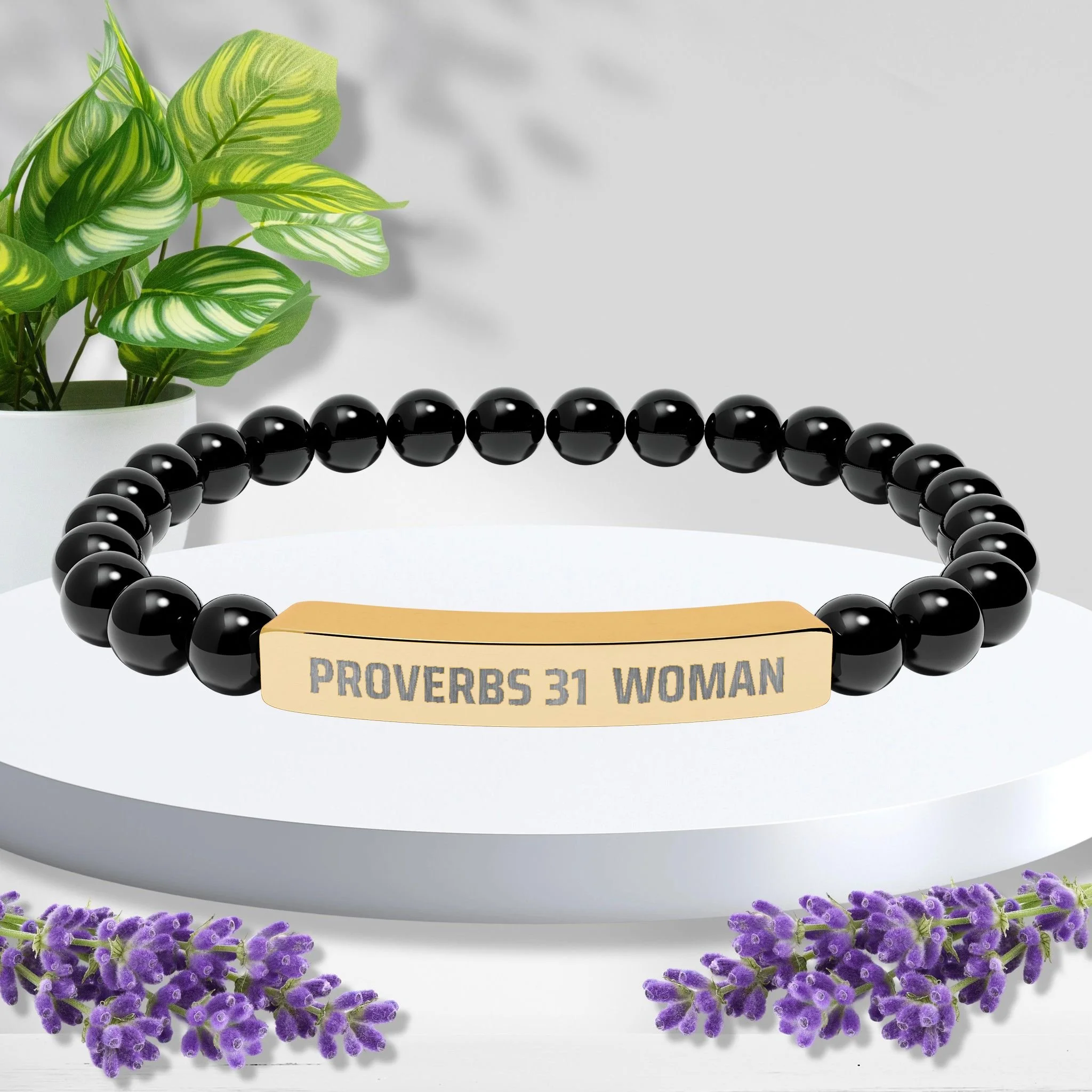 Proverbs 31 Woman Natural Stone Stretch Bracelet