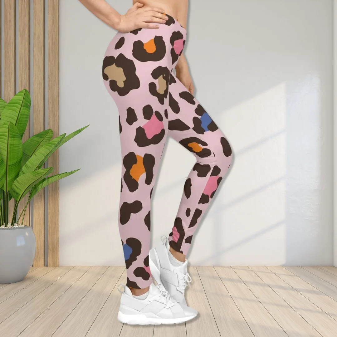 Pink Leopard Print Activewear Premium Leggings