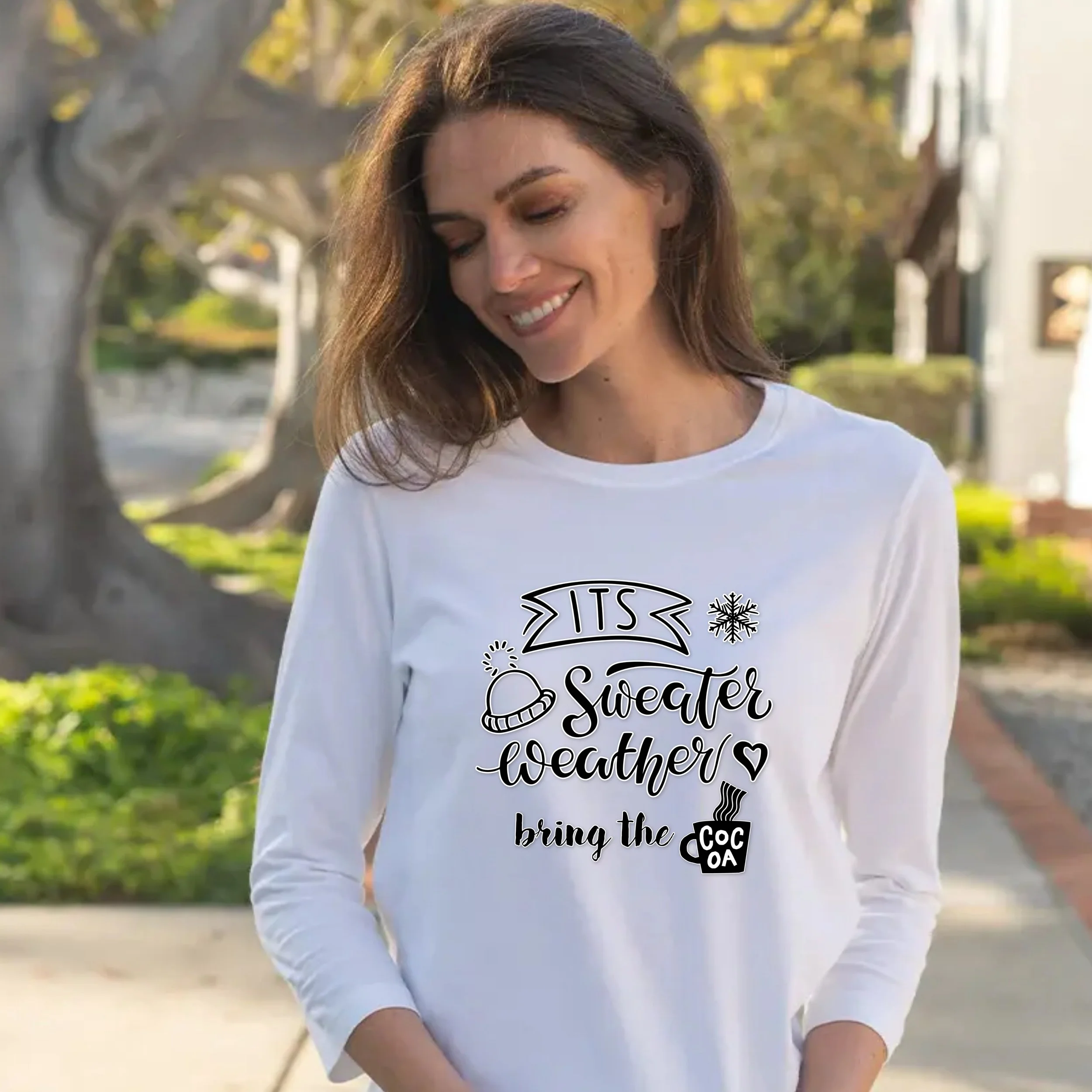 It's Sweater Weather-Bring the Cocoa Unisex Long Sleeve T-Shirt