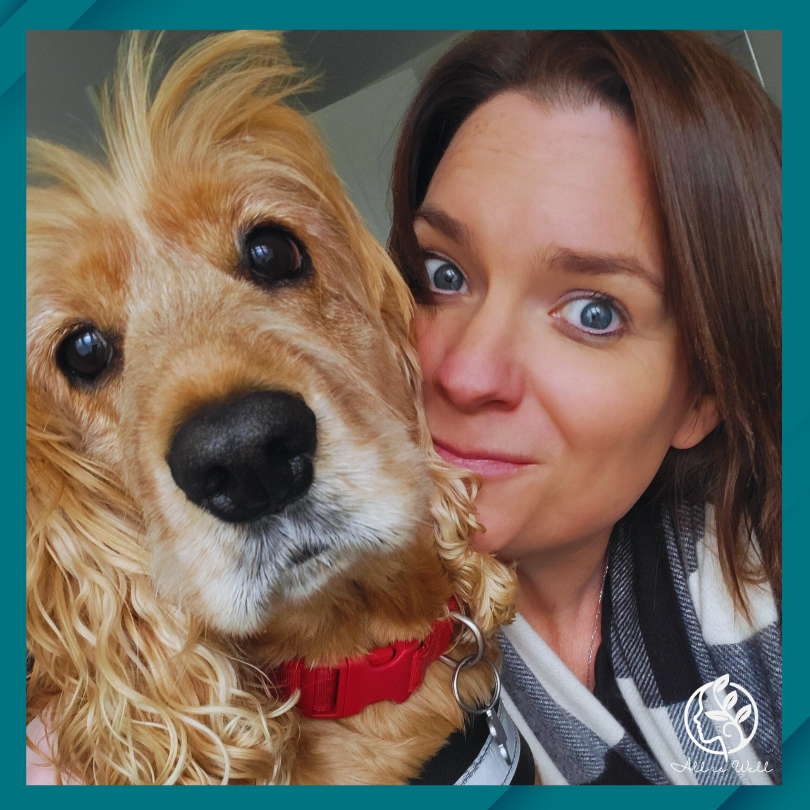 Therapy dog Lola with Catherine Whitlow