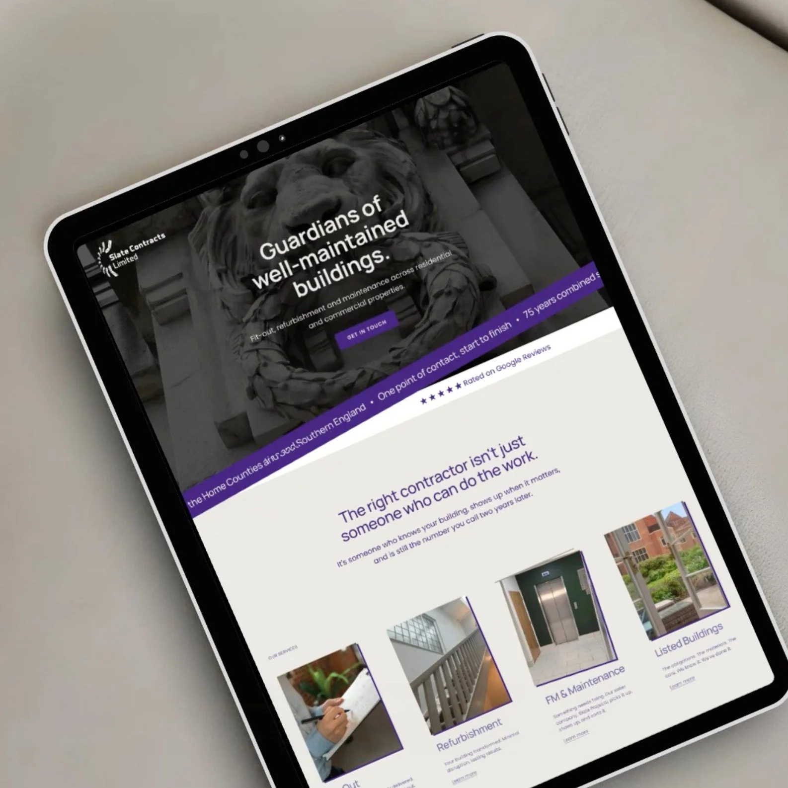 Slate Contracts were losing work to competitors because their website didn't reflect the quality of what they actually deliver.

Their old site didn't exactly scream &pound;1M+ projects. 

Last Friday, we relaunched and within 24 hours, Daryl Bell ha