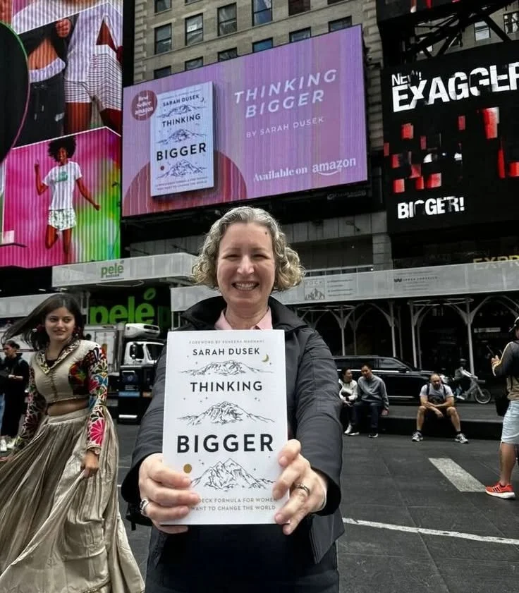 Thinking Bigger by Sarah Dusek // A practical guide for women entrepreneurs on crafting powerful pitch decks, unlocking financing, and scaling big-vision businesses with confidence and strategy.