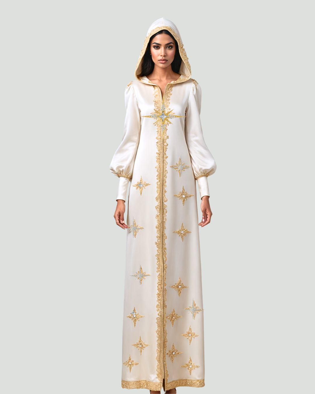Layla Silk Cloak Abaya - Ivory