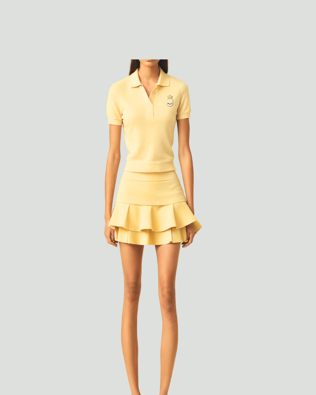 Blair Cashmere Polo Skirt Set - Yellow