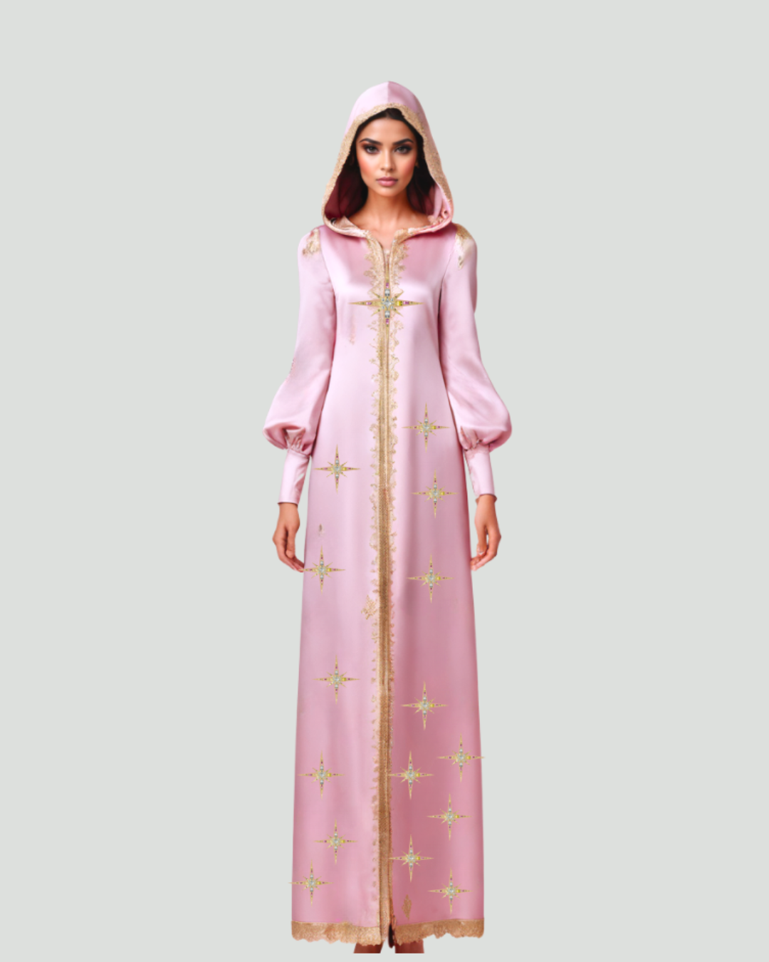 Layla Silk Cloak Abaya - Baby Pink