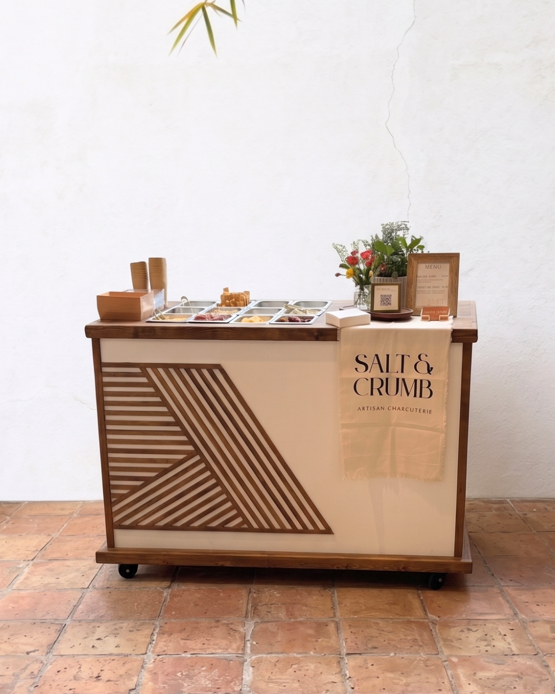 Salt & Crumb branded charcuterie catering cart for corporate events and celebrations in Silicon Valley