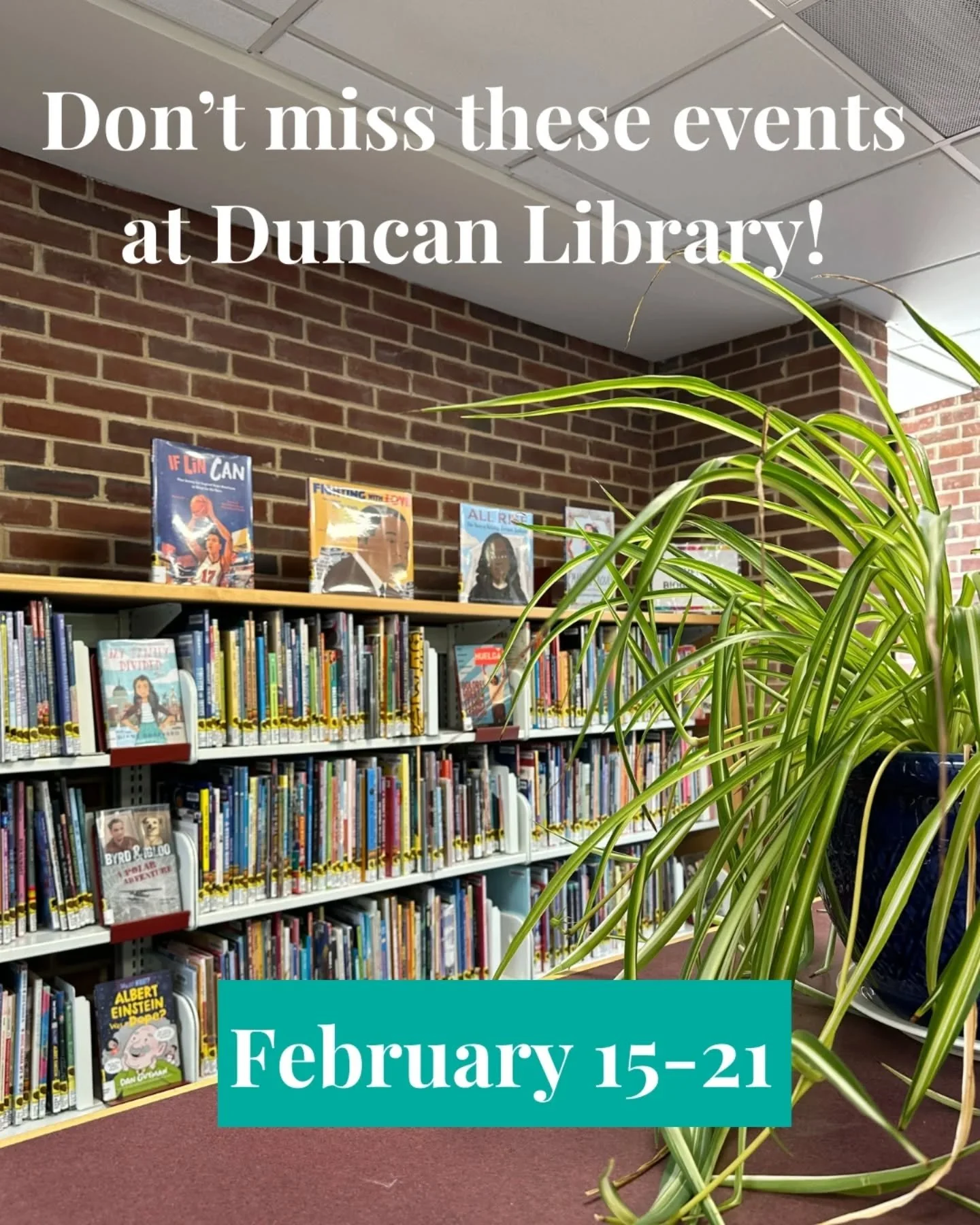 We can&rsquo;t tell a lie&hellip; you won&rsquo;t want to miss this week at Duncan Library!

Swipe to see what&rsquo;s happening and make plans to join us.

&nbsp;#friendsofduncanlibrary&nbsp;#alexandrialibrary&nbsp;#duncanlibrary