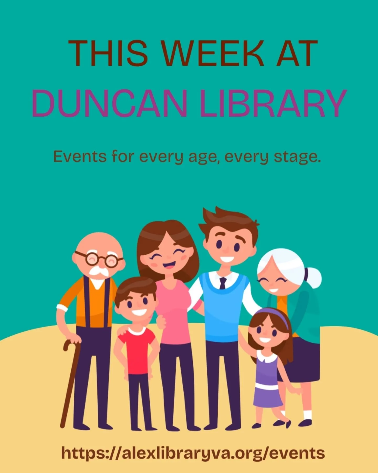 You won&rsquo;t want to miss this week at Duncan Library!

Swipe to see what&rsquo;s happening and make plans to join us.

#friendsofduncanlibrary&nbsp;#alexandrialibrary&nbsp;#duncanlibrary
