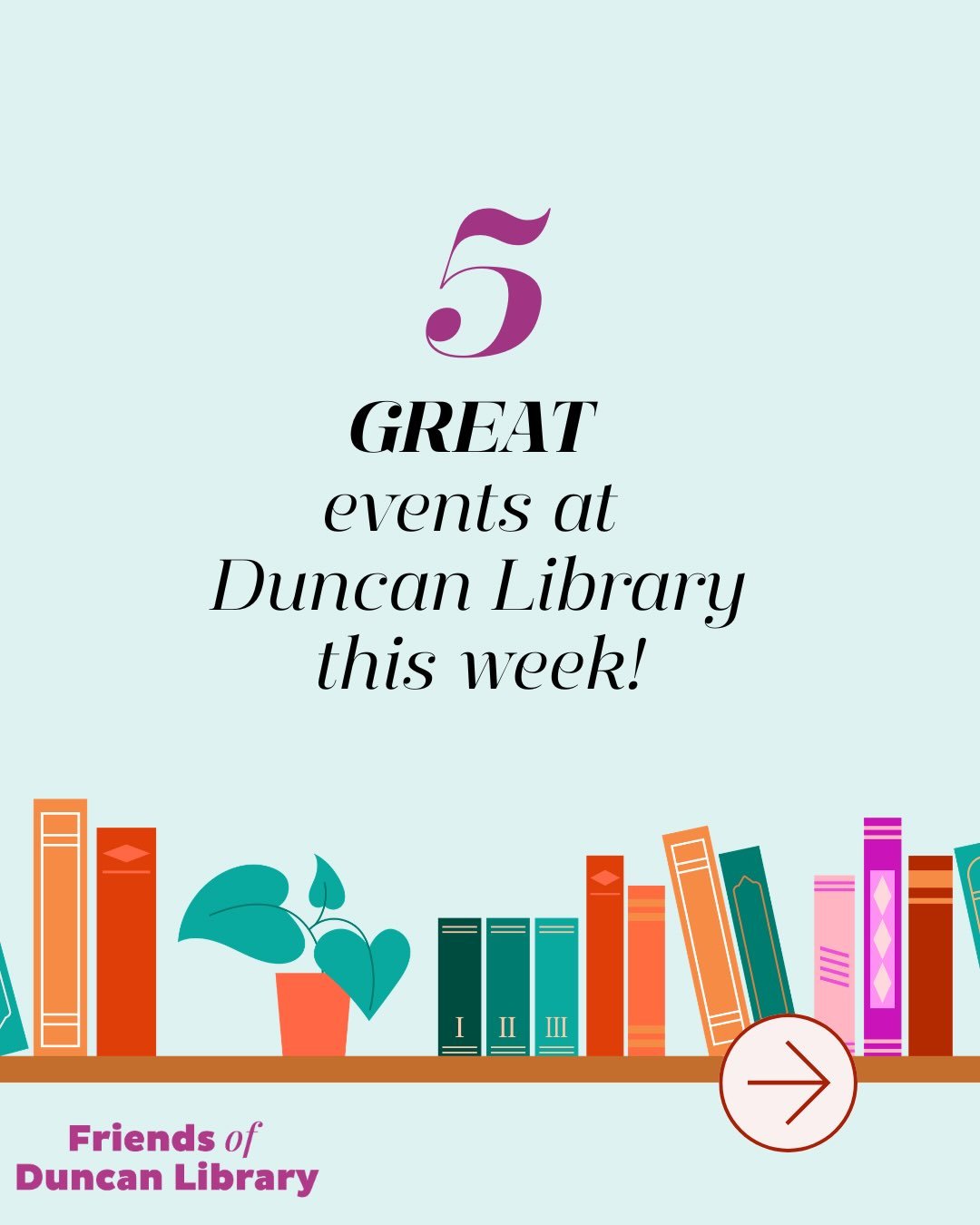 Five great events. Countless ideas. One amazing neighborhood library. 

Take a look at what&rsquo;s happening this week at Duncan and join the fun. 

#FriendsOfDuncanLibrary #AlexandriaLibrary #DuncanLibrary