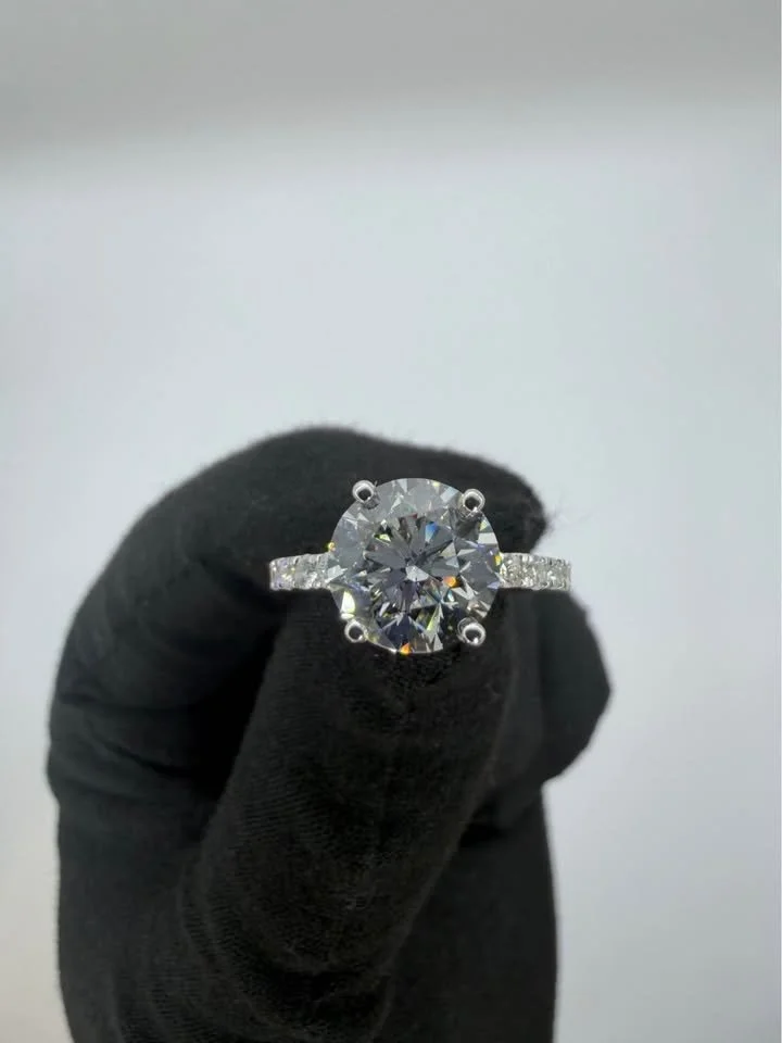 Lab Diamond Engagement Ring (3.5 CTW) On Sterling Silver