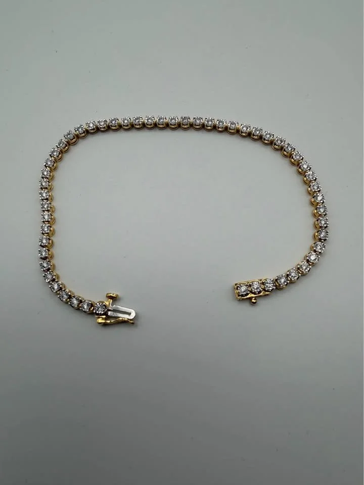 Lab Diamond Tennis Bracelet (1 CTTW) Yellow Plated Silver