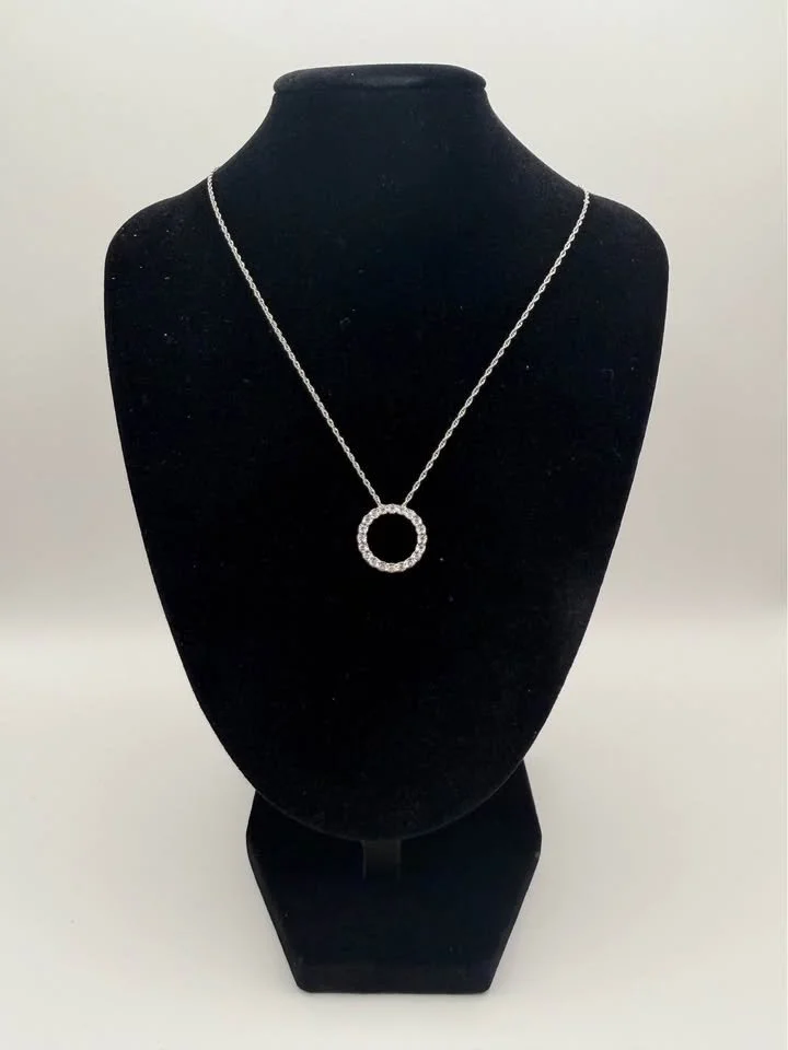 Natural Diamond Circle Pendent (1/10 CTTW) Sterling Silver