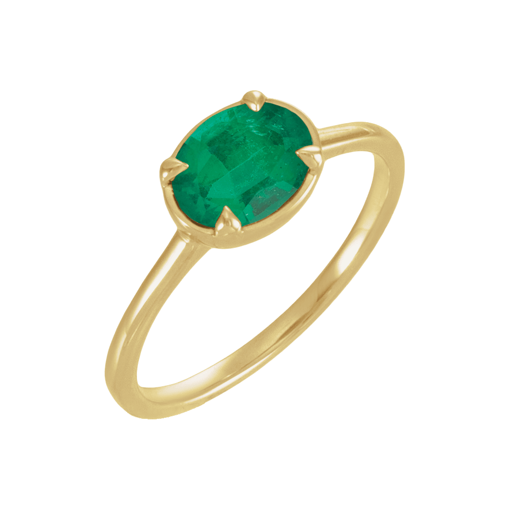 Lab-Grown Emerald Bezel Style Ring 14k Gold Setting