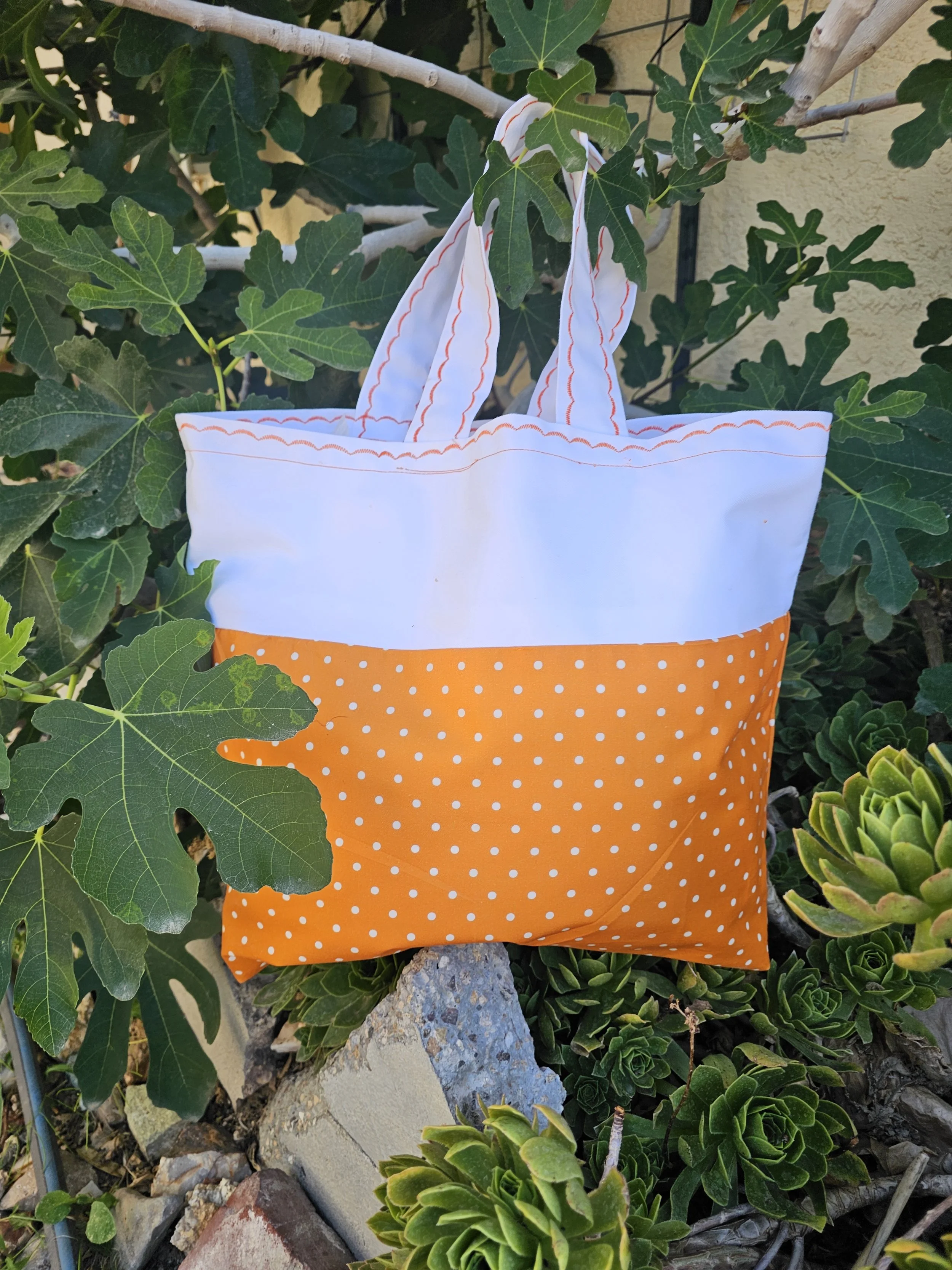 Custom Made Tote Bag in yellow white