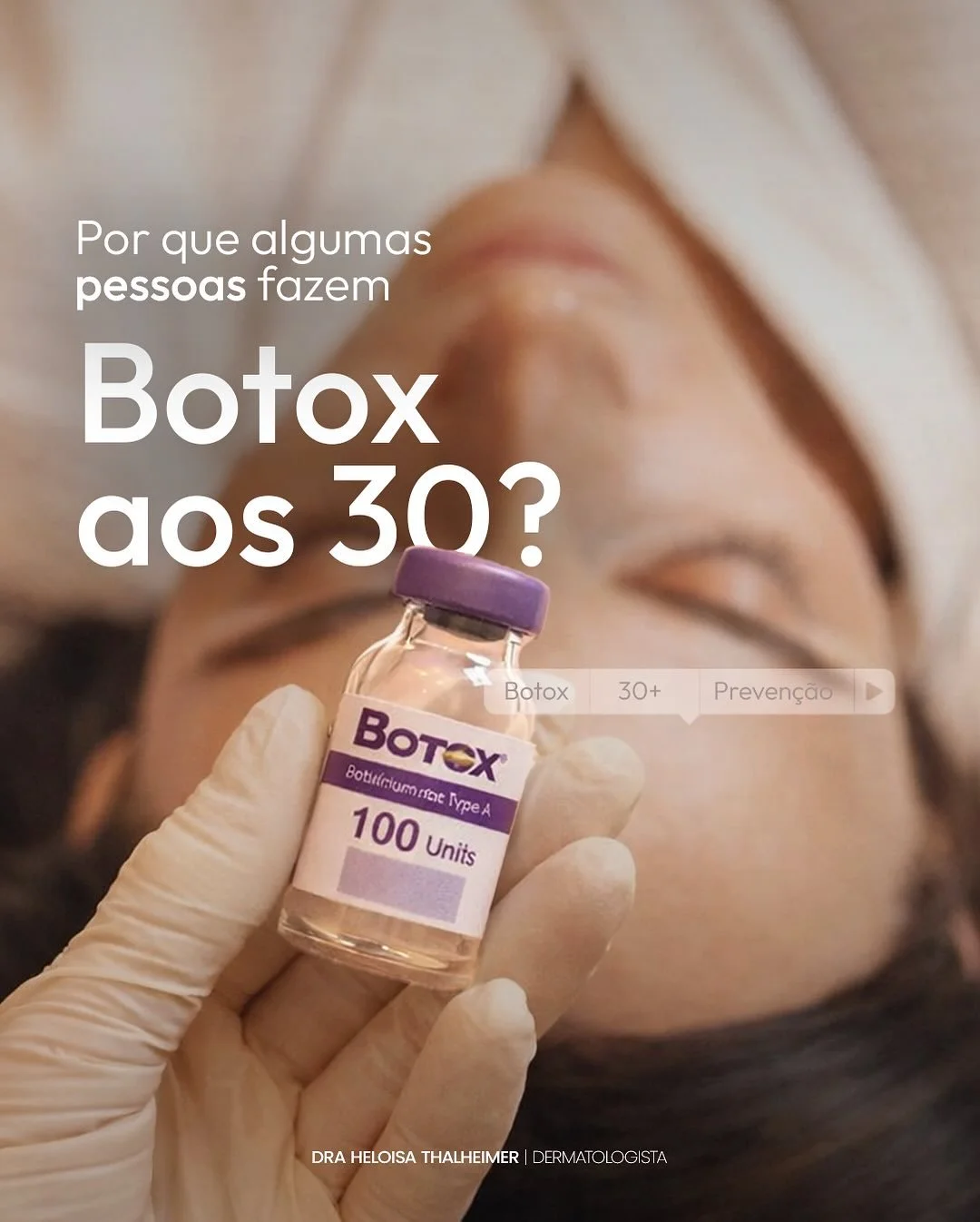 Muita gente ainda associa Botox &agrave; ideia de mudan&ccedil;a.
Mas, na pr&aacute;tica, ele est&aacute; muito mais ligado &agrave; preven&ccedil;&atilde;o.

Aos 30, o objetivo n&atilde;o &eacute; transformar o rosto,
&eacute; evitar que marcas de e