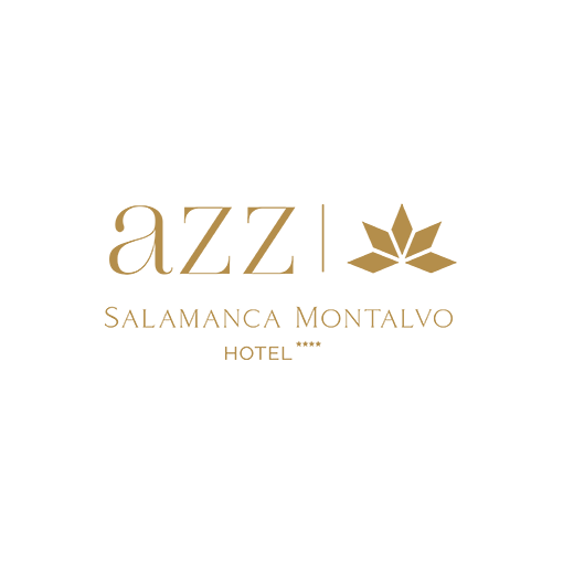 Logo of AZZI Salamanca Montalvo Hotel with a stylized leaf icon on a black background.