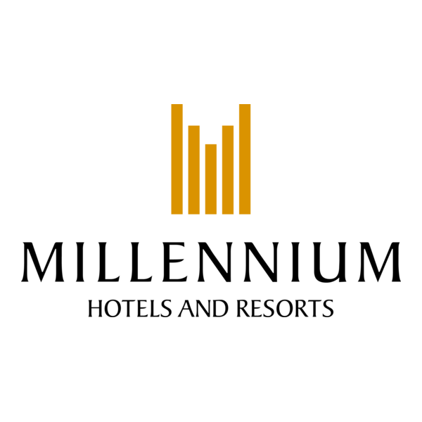 Logo of Millennium Hotels and Resorts featuring a gold bar chart icon and black text.