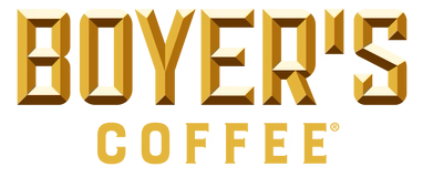 Boyer's Coffee logo with gold and white lettering