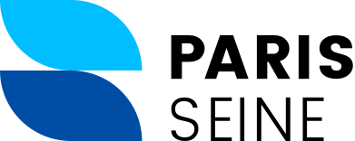 Abstract logo with three blue overlapping shapes, light blue at the top, dark blue at the bottom, and medium blue in the middle.