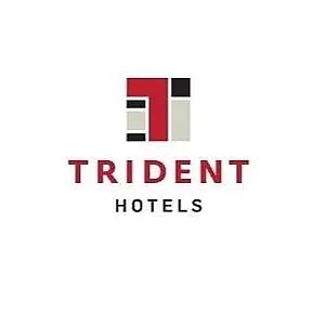 Logo of Trident Hotels with a stylized 'T' in red and black above the text.