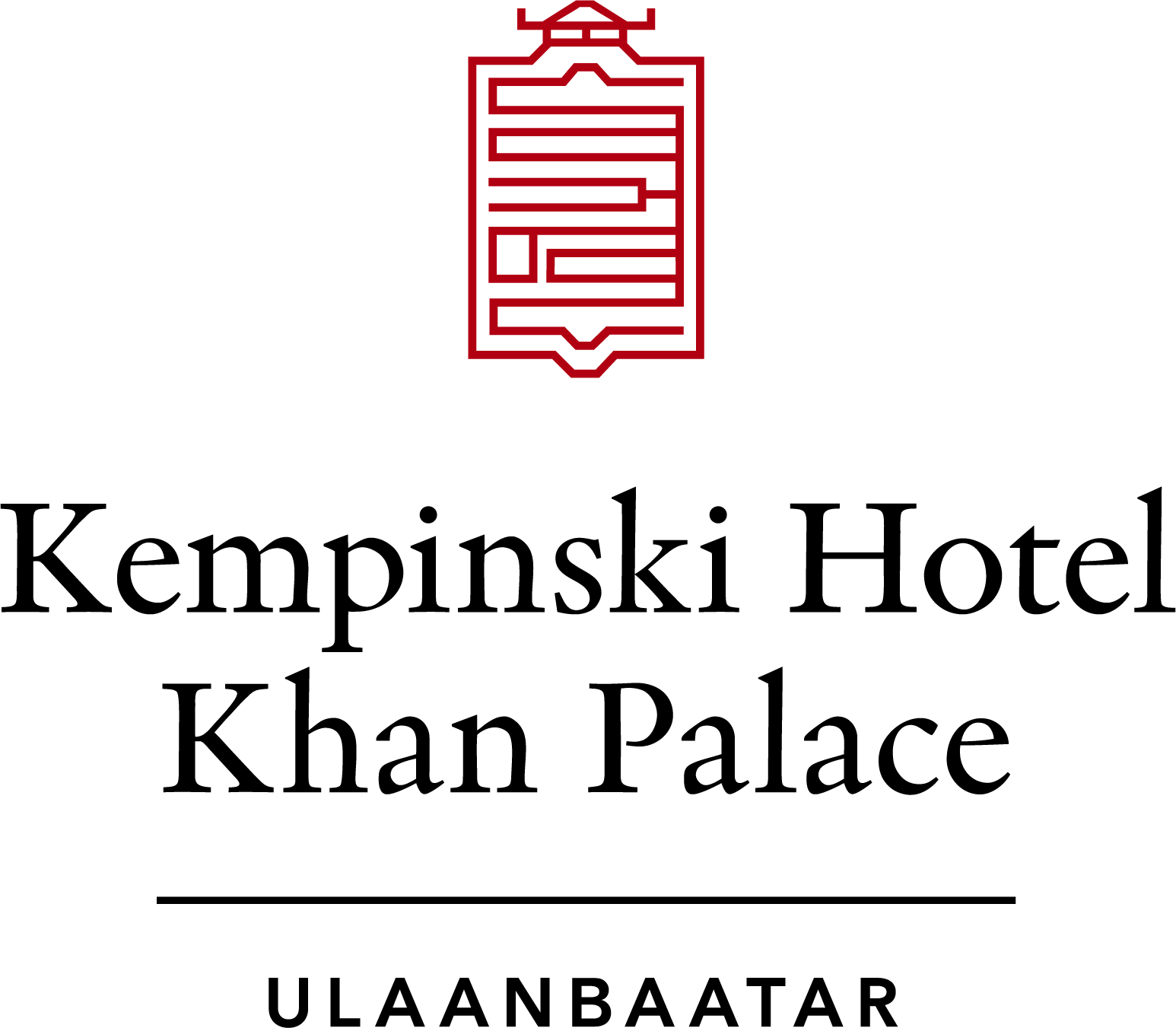 Red maze in the shape of a traditional Chinese character or symbol, with black background.