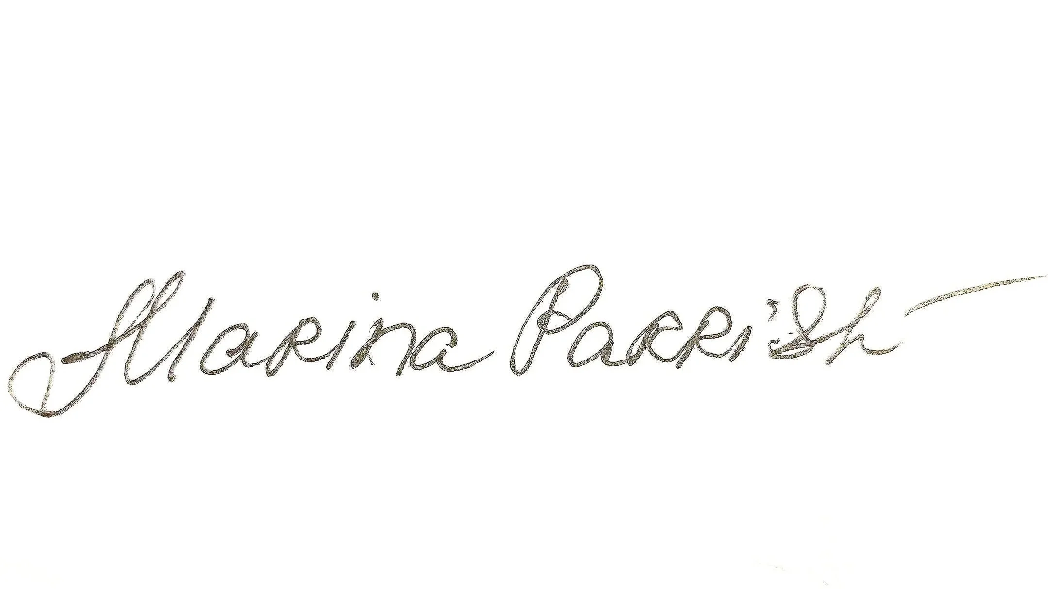 Close-up of cursive handwriting with the words "Hikari Pace" written on the paper Personal Signature