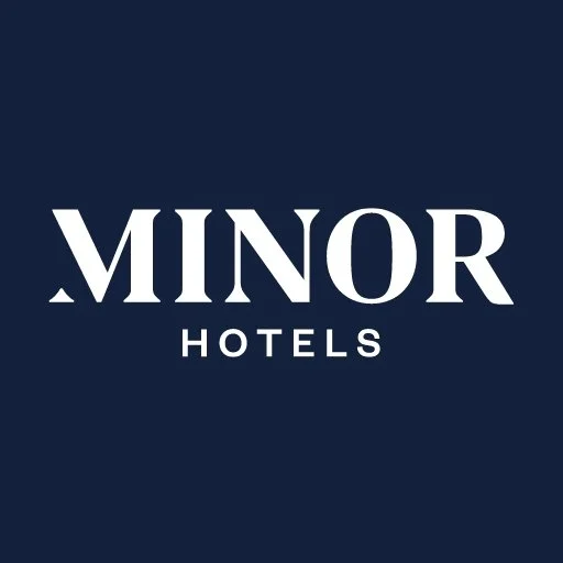 Logo for Minor Hotels on a dark blue background.