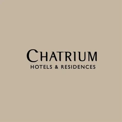 Logo for Chatrium Hotels & Residences on a beige background.