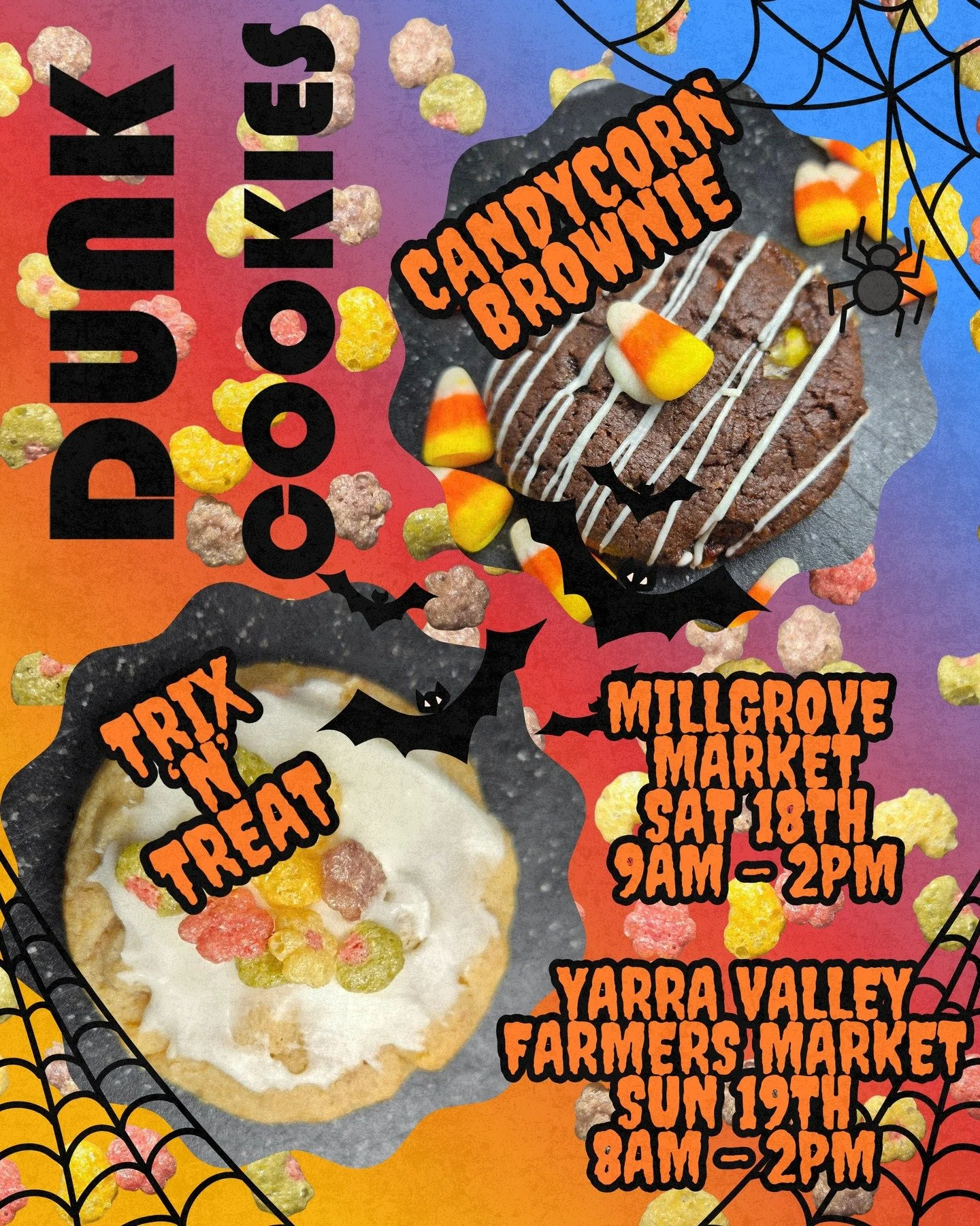 Grab a treat with our October limited edition cookies this weekend @millgrovemarket Saturday and @yarravalley_farmersmarket Sunday